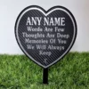 Personalised Memorial Heart Plaque Silver graveside decoration