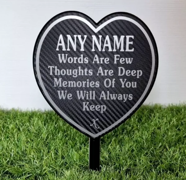 Personalised Memorial Heart Plaque Silver graveside decoration