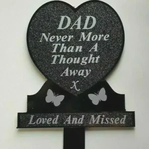 Dad Heart Memorial Plaque for Grave displayed on a cemetery plot