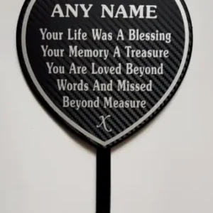 Personalised Memorial Plaque Grave Heart with engraved