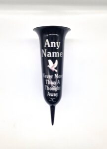 ANY NAME Black Memorial Flower Vase Grave Marker Copy